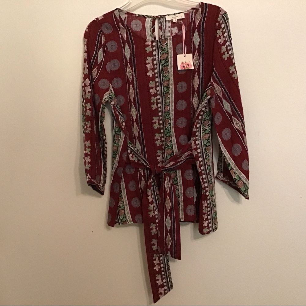 NWT Entro Tunic Top with Self Front or Back Sash Tie